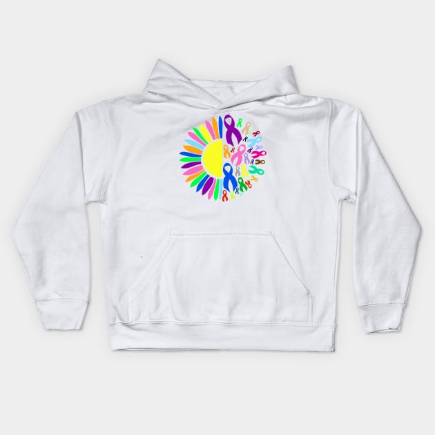 Awareness Ribbon Flower Kids Hoodie by CaitlynConnor